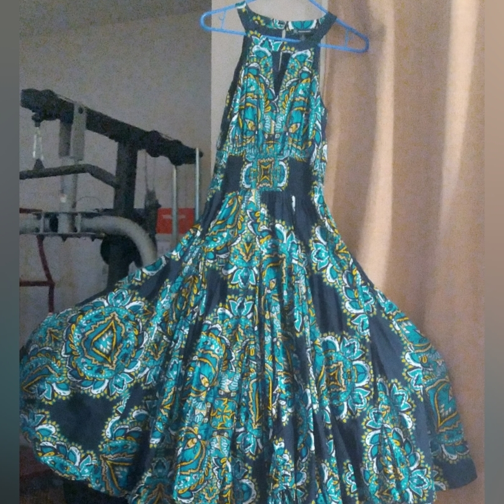 Paisley Blue, Yellow, and White Gown/Dress, and Great For Vienese Waltz!